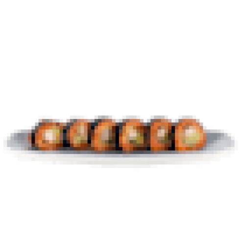 Futomaki sashimi z tatarem z łososia i surimi w tempurze