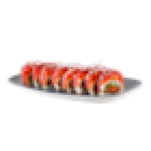 Uramaki z łososiem, tuńczykiem i chrupkami z tempury