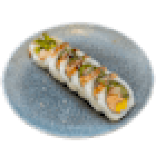 Uramaki pieczony łosoś teriyaki z mango
